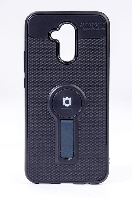 Telefon Kılıfı - Huawei Mate 20 Lite  - Mat Siyah - Petrol Mavisi Ayaklı (TMS-029)