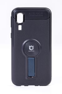 Telefon Kılıfı - Samsung Galaxy A2 Core  - Mat Siyah - Petrol Mavisi Ayaklı (TMS-044)