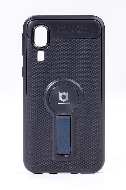 Telefon Kılıfı - Samsung Galaxy A2 Core  - Mat Siyah - Petrol Mavisi Ayaklı (TMS-044)