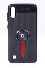 Telefon Kılıfı - Samsung Galaxy A10  - Mat Siyah - Bordo Ayaklı (TMS-046)