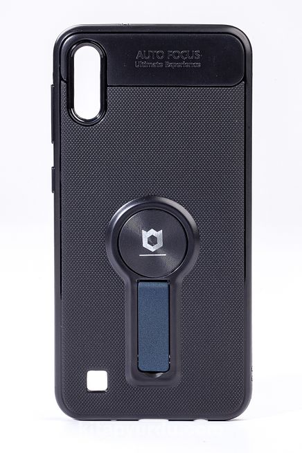 Telefon Kılıfı - Samsung Galaxy A10  - Mat Siyah - Petrol Mavisi Ayaklı (TMS-049)