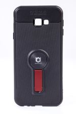 Telefon Kılıfı - Samsung Galaxy J4 Plus  - Mat Siyah - Bordo Ayaklı (TMS-066)