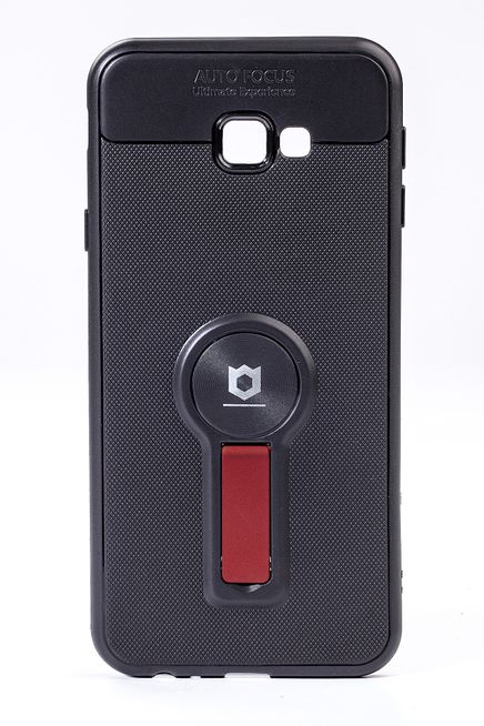 Telefon Kılıfı - Samsung Galaxy J4 Plus  - Mat Siyah - Bordo Ayaklı (TMS-066)