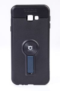 Telefon Kılıfı - Samsung Galaxy J4 Plus - Mat Siyah - Petrol Mavisi Ayaklı (TMS-069)