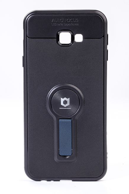 Telefon Kılıfı - Samsung Galaxy J4 Plus - Mat Siyah - Petrol Mavisi Ayaklı (TMS-069)