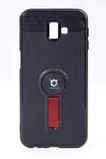 Telefon Kılıfı - Samsung Galaxy J6 Plus  - Mat Siyah - Bordo Ayaklı (TMS-071)
