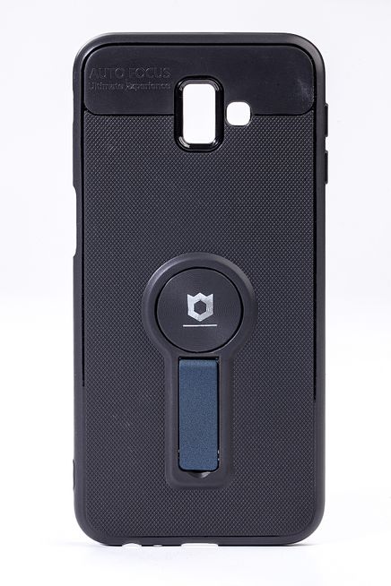 Telefon Kılıfı - Samsung Galaxy J6 Plus - Mat Siyah - Petrol Mavisi Ayaklı (TMS-074)