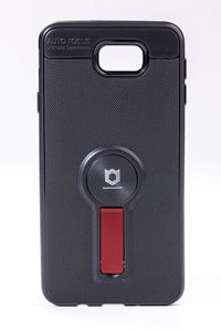 Telefon Kılıfı - Samsung Galaxy J7 Prime  - Mat Siyah - Bordo Ayaklı (TMS-076)