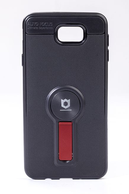 Telefon Kılıfı - Samsung Galaxy J7 Prime  - Mat Siyah - Bordo Ayaklı (TMS-076)