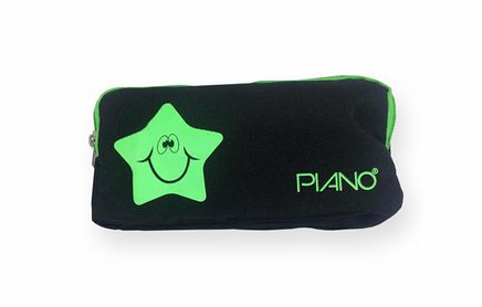 Çift Bölmeli Neon Kalem Çantası Siyah-Yeşil (Klc010)