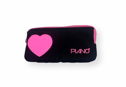 Pıano Çift Bölmeli Neon Kalem Çantası Siyah_Pembe (Klm010)