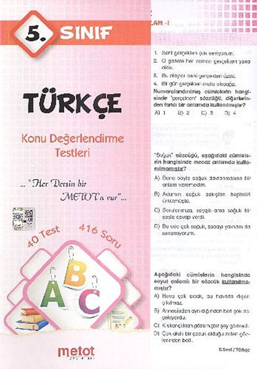 5. Sınıf Türkçe Konu Değerlendirme Testleri