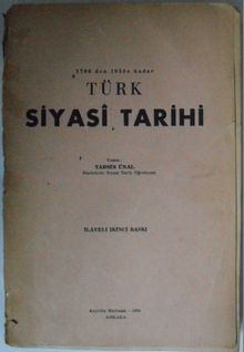 1700 den 1958 e Kadar Türk Siyasi Tarihi Kod: 6-E-24