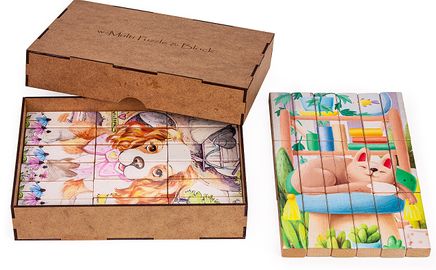 Montessori Ahşap Zeka Oyunları / w-Multi Puzzle - Block