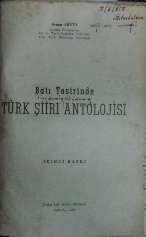 Batı Tesirinde Türk Şiiri Antolojisi Kod: 2-I-25