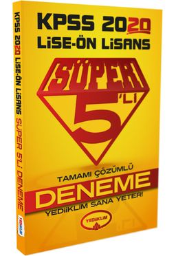 2020 KPSS Lise-Önlisans Tamamı Çözümlü Süper 5'li Deneme