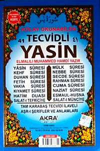 Kolay Okunabilen 41 Tecvidli Yasin (Kod:Akra:059) (Tam Karabaş Tecvidi Hediyeli)