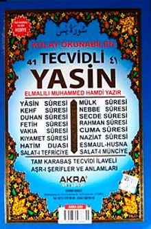Kolay Okunabilen 41 Tecvidli Yasin (Kod:Akra:059) (Tam Karabaş Tecvidi Hediyeli)