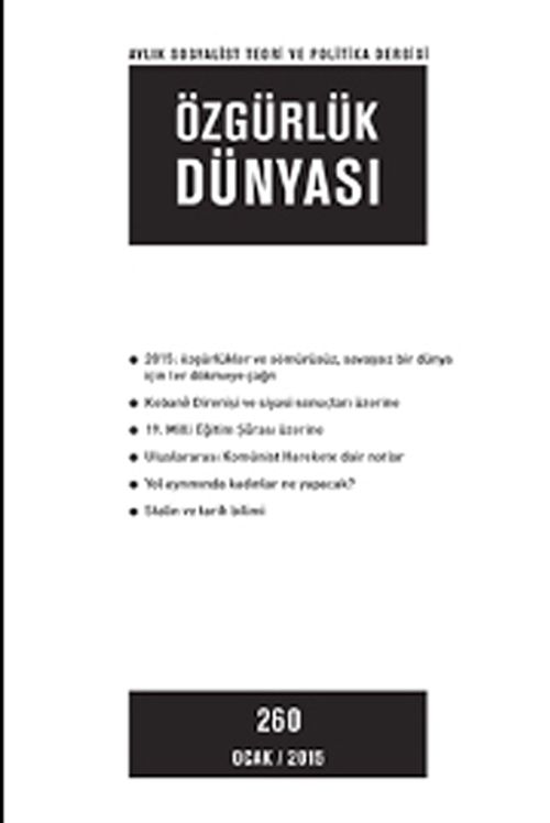 Özgürlük Dünyası / Aylık Sosyalist Teori ve Politika Dergisi / Ocak 2015 Sayı:260