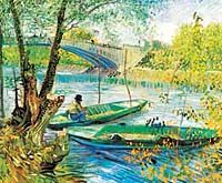 Baharda Balık Avı Clichy Köprüsü / Vincent Van Gogh (VGV 030-30x35) (Çerçevesiz)