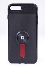 Telefon Kılıfı - Apple iPhone 7 Plus-8 Plus  - Mat Siyah - Bordo Ayaklı (TMS-011)
