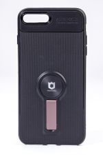 Telefon Kılıfı - Apple iPhone 7 Plus-8 Plus  - Mat Siyah - Gül Kurusu Ayaklı (TMS-013)