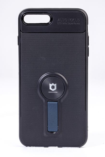Telefon Kılıfı - Apple iPhone 7 Plus-8 Plus  - Mat Siyah - Petrol Mavisi Ayaklı (TMS-014)